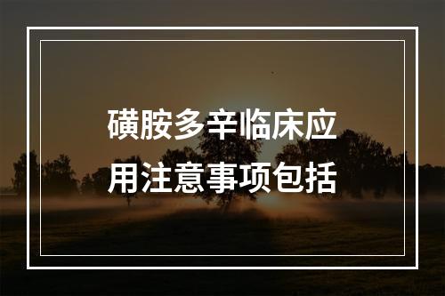 磺胺多辛临床应用注意事项包括