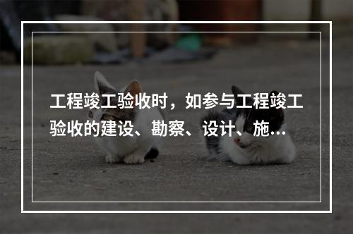 工程竣工验收时，如参与工程竣工验收的建设、勘察、设计、施工、