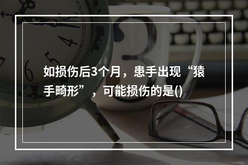 如损伤后3个月，患手出现“猿手畸形”，可能损伤的是()