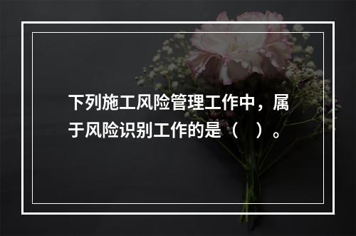 下列施工风险管理工作中，属于风险识别工作的是（　）。