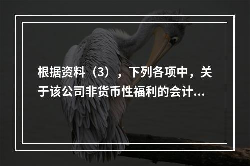 根据资料（3），下列各项中，关于该公司非货币性福利的会计处理