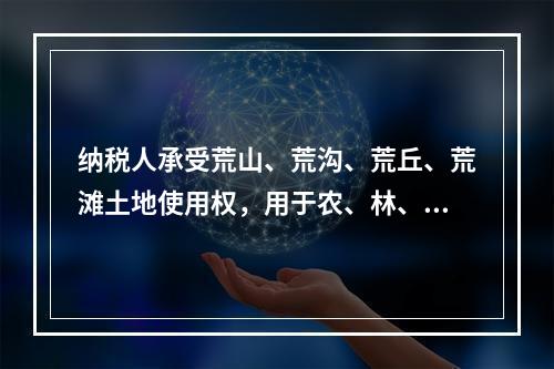 纳税人承受荒山、荒沟、荒丘、荒滩土地使用权，用于农、林、牧、