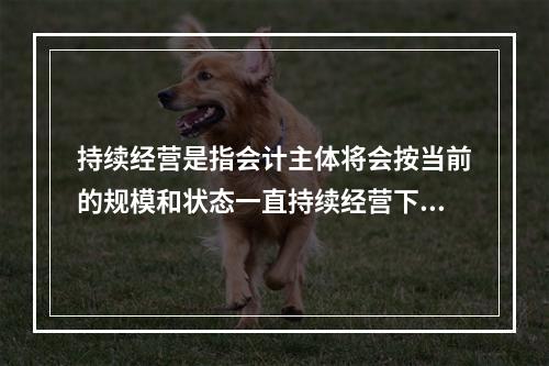 持续经营是指会计主体将会按当前的规模和状态一直持续经营下去，