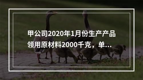 甲公司2020年1月份生产产品领用原材料2000千克，单位成