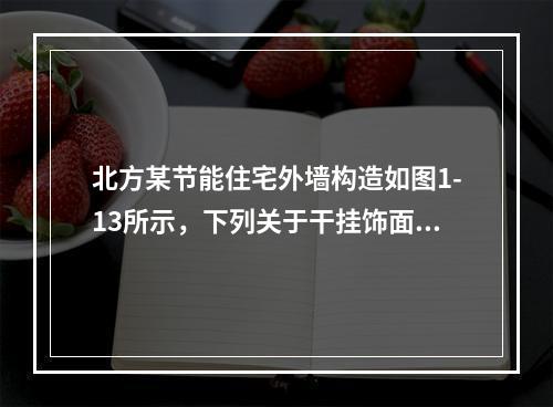 北方某节能住宅外墙构造如图1-13所示，下列关于干挂饰面层