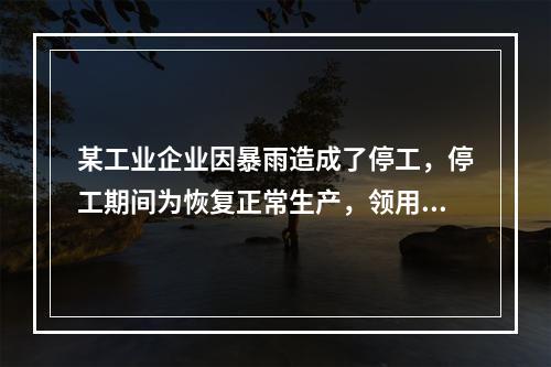 某工业企业因暴雨造成了停工，停工期间为恢复正常生产，领用原材