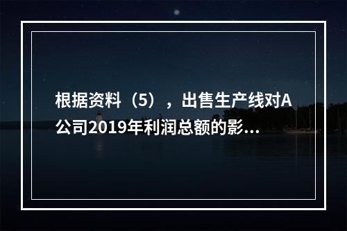 根据资料（5），出售生产线对A公司2019年利润总额的影响金