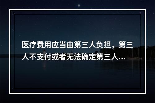 医疗费用应当由第三人负担，第三人不支付或者无法确定第三人的，