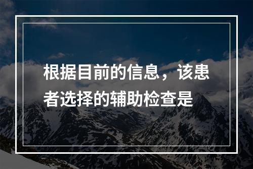 根据目前的信息，该患者选择的辅助检查是