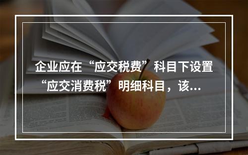 企业应在“应交税费”科目下设置“应交消费税”明细科目，该科目