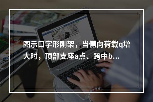 图示口字形刚架，当侧向荷载q增大时，顶部支座a点、跨中b点