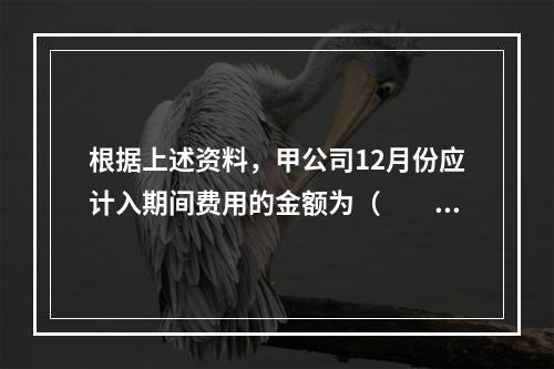 根据上述资料，甲公司12月份应计入期间费用的金额为（　　）元