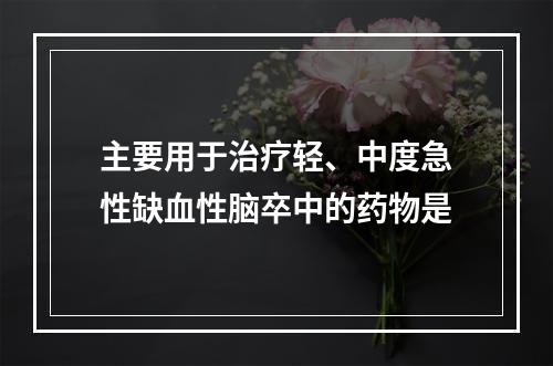 主要用于治疗轻、中度急性缺血性脑卒中的药物是