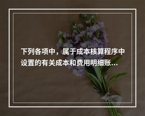 下列各项中，属于成本核算程序中设置的有关成本和费用明细账的有