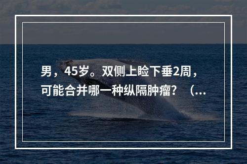 男，45岁。双侧上睑下垂2周，可能合并哪一种纵隔肿瘤？（　　