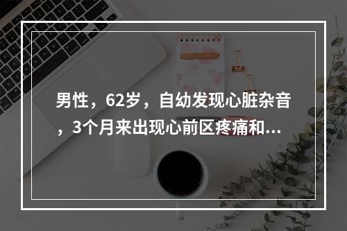 男性，62岁，自幼发现心脏杂音，3个月来出现心前区疼痛和晕厥