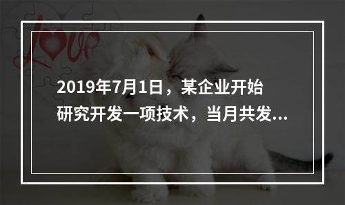 2019年7月1日，某企业开始研究开发一项技术，当月共发生研