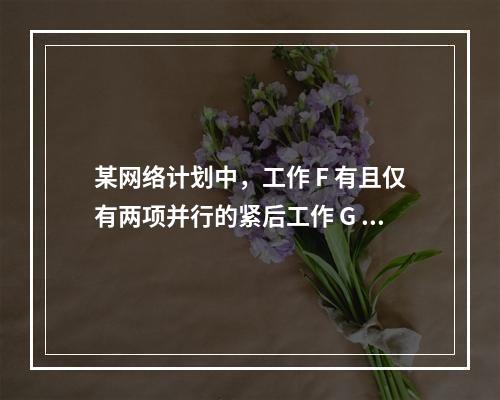 某网络计划中，工作 F 有且仅有两项并行的紧后工作 G 和