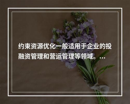 约束资源优化一般适用于企业的投融资管理和营运管理等领域。（　