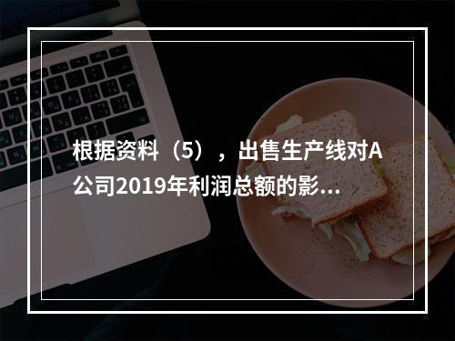 根据资料（5），出售生产线对A公司2019年利润总额的影响金