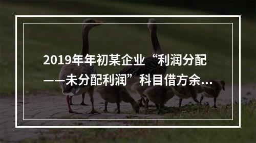 2019年年初某企业“利润分配——未分配利润”科目借方余额2