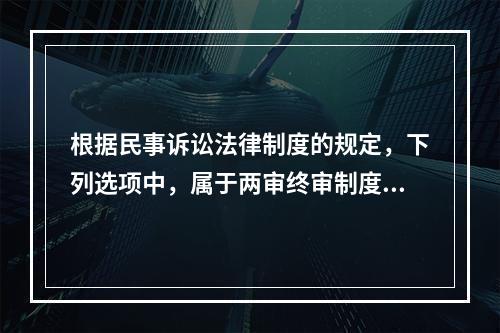 根据民事诉讼法律制度的规定，下列选项中，属于两审终审制度例外