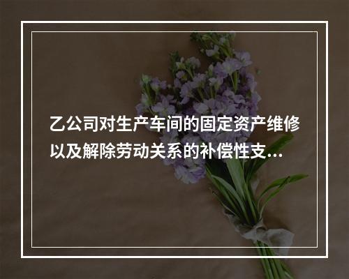 乙公司对生产车间的固定资产维修以及解除劳动关系的补偿性支出，