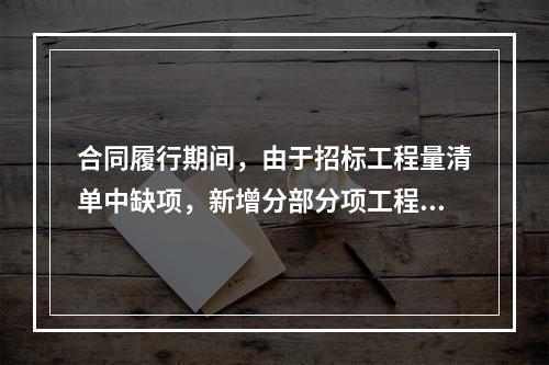 合同履行期间，由于招标工程量清单中缺项，新增分部分项工程清单