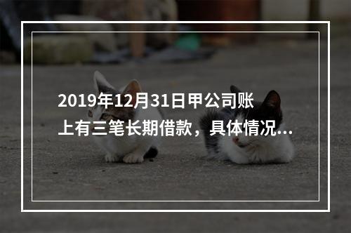 2019年12月31日甲公司账上有三笔长期借款，具体情况如下