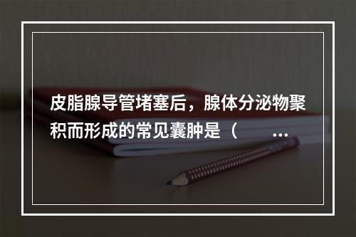 皮脂腺导管堵塞后，腺体分泌物聚积而形成的常见囊肿是（　　）。