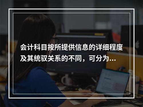 会计科目按所提供信息的详细程度及其统驭关系的不同，可分为（