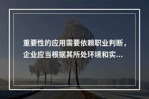 重要性的应用需要依赖职业判断，企业应当根据其所处环境和实际情