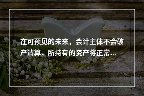 在可预见的未来，会计主体不会破产清算，所持有的资产将正常营运