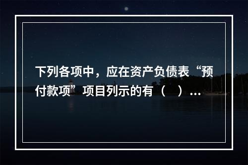 下列各项中，应在资产负债表“预付款项”项目列示的有（　）。