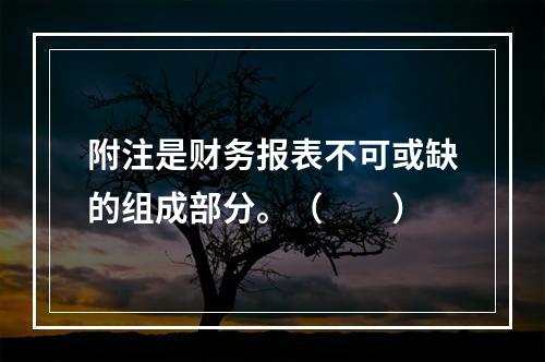 附注是财务报表不可或缺的组成部分。（　　）