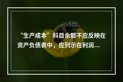 “生产成本”科目余额不应反映在资产负债表中，应列示在利润表中