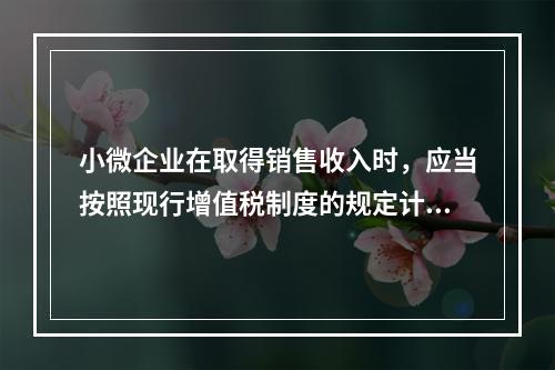 小微企业在取得销售收入时，应当按照现行增值税制度的规定计算应