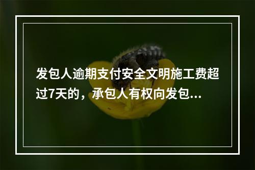 发包人逾期支付安全文明施工费超过7天的，承包人有权向发包人发