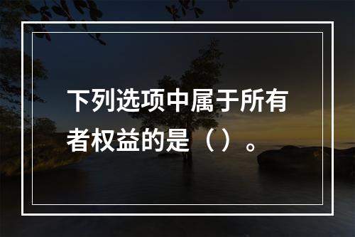 下列选项中属于所有者权益的是（ ）。