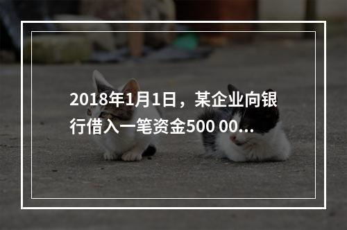 2018年1月1日，某企业向银行借入一笔资金500 000元