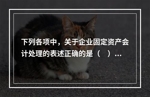 下列各项中，关于企业固定资产会计处理的表述正确的是（　）。