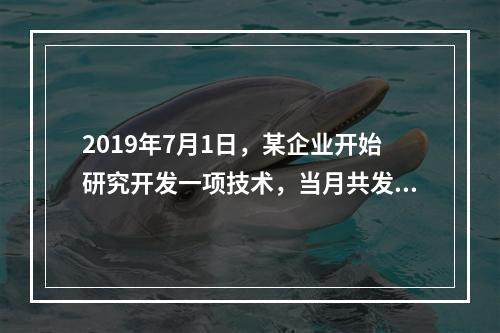 2019年7月1日，某企业开始研究开发一项技术，当月共发生研