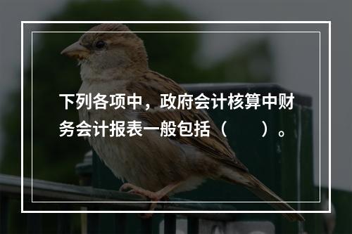 下列各项中，政府会计核算中财务会计报表一般包括（　　）。