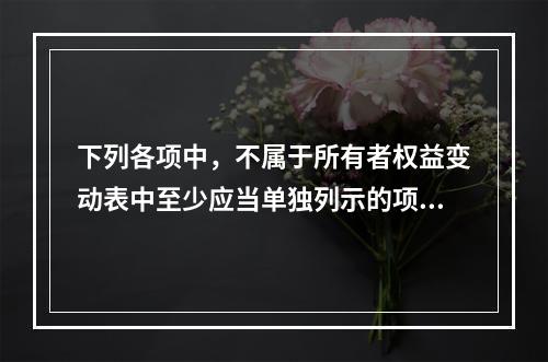 下列各项中，不属于所有者权益变动表中至少应当单独列示的项目是