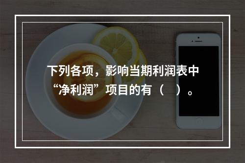 下列各项，影响当期利润表中“净利润”项目的有（　）。