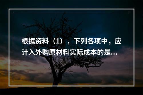 根据资料（1），下列各项中，应计入外购原材料实际成本的是（　