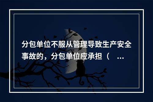 分包单位不服从管理导致生产安全事故的，分包单位应承担（　）。