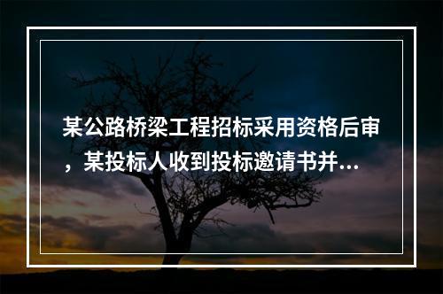 某公路桥梁工程招标采用资格后审，某投标人收到投标邀请书并购买