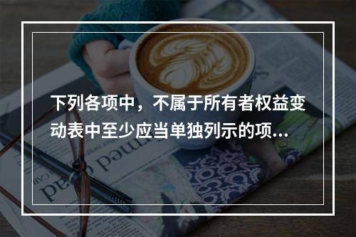 下列各项中，不属于所有者权益变动表中至少应当单独列示的项目是