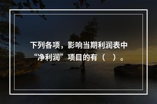 下列各项，影响当期利润表中“净利润”项目的有（　）。